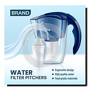 Water Filter Pitchers Promotional Banner Vector