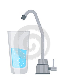 Water filter taps flat icon Microfiltration technology