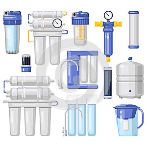 Water filters, purification and filtration systems vector