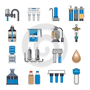Water filtration icons vector illustration.