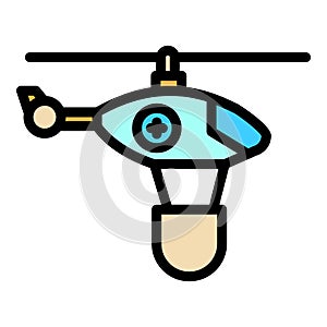 Water fire rescue helicopter icon color outline vector