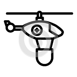Water fire rescue helicopter icon, outline style