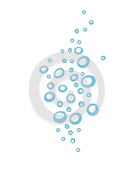 Water fizzing air bubbles stream vector illustration isolated on white background