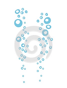 Water fizzing air bubbles stream vector illustration isolated on white background