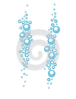 Water fizzing air bubbles stream vector illustration isolated on white background