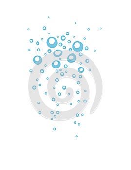 Water fizzing air bubbles stream vector illustration isolated on white background