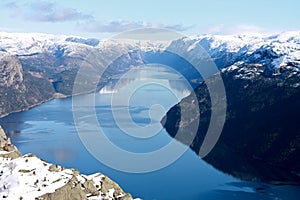 Water, fjord and mountains. Lysefjorden - Norway