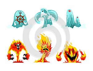 Water and Flame Fantastic Elemental Creature Vector Set