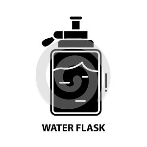 water flask icon, black vector sign with editable strokes, concept illustration