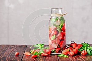 Water Flavored with Strawberry and Basil.