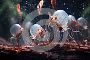 water fleas feeding on microscopic lifeforms