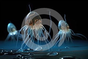 water fleas feeding on microscopic lifeforms