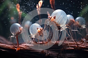 water fleas feeding on microscopic lifeforms photo