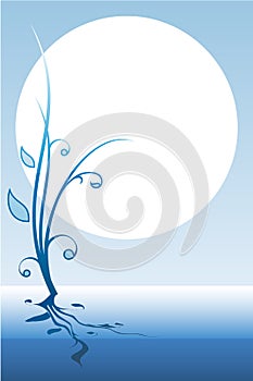 Water floral card with text space