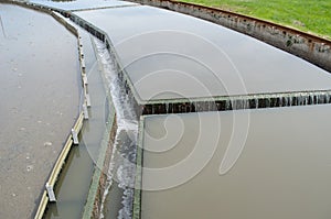 Water flow filtration sedimentation stage in plant