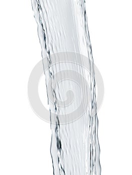 Water flow on an isolated white background