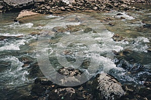 Water flow in the mountain river