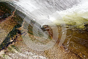 The water flow on the rock.