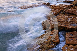 Water flow into rocks