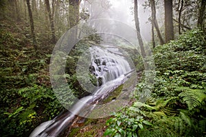 Water flowing at a beautiful waterfall at Inthanon nation park, Chiangmai, Thailand.