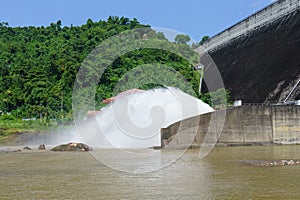 The water flowing from the dam