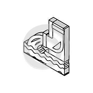 water flowing from drainage pipe isometric icon vector illustration