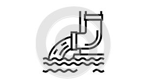 water flowing from drainage pipe line icon animation