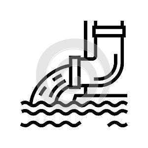 water flowing from drainage pipe line icon vector illustration
