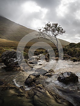 Water flowing at the Fairly pools, Isle of Skye, Scotland