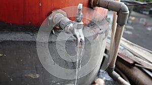 Water flowing from the faucet