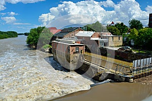 Water Flowing Over the Bowersock Hydroelectric Dam in Lawrence,
