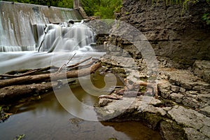 Water Flowing over Limestone Outcropping at Horlick Dam