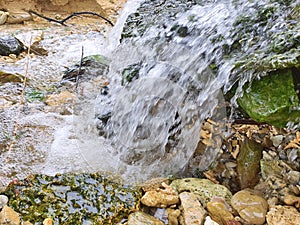 Water flowing over rocks