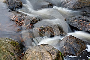 Water flowing over rocks in rapids