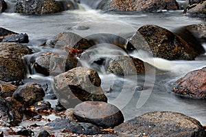 Water flowing over rocks in rapids