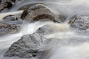 Water flowing over rocks in rapids