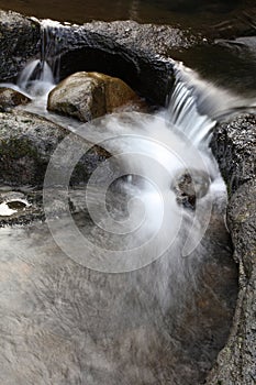 Water flowing over rocks
