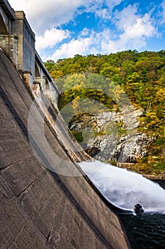 Water flowing from Prettyboy Dam into the Gunpowder River, in Ba