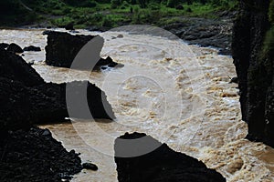 Water flowing on the river. water from river canals. nature source water after flood