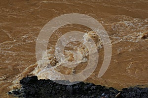 Water flowing on the river. water from river canals. nature source water after flood