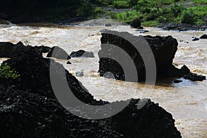 Water flowing on the river. water from river canals. nature source water after flood