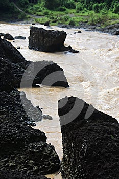 Water flowing on the river. water from river canals. nature source water after flood