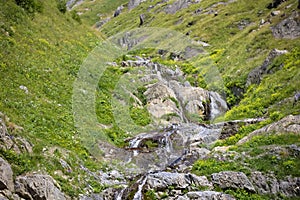 Water flows down from the mountains