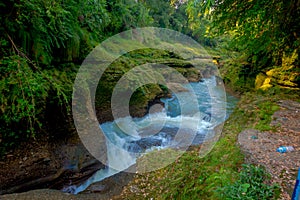 Water flows downstream to Devi`s Falls in Pokhara, Nepal
