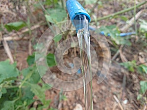 Water flows through plastic pipes