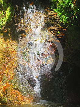 Water flows on the rocks