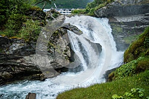 Water flushing down a creek in Norway