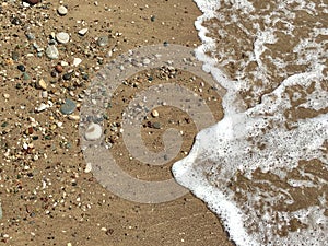 Water foam and pebbles