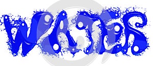 Water font text background with splash effect and aquatic shapes