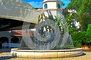 Water fountain from guitars , outside the Hard Rock Hotel. Illustration Photography.